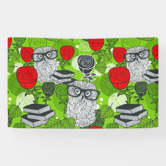 Owl in rode rozen spandoek (Horizontaal)