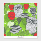Owl in rode rozen sticker (Vel)