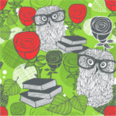 Owl in rode rozen sticker (Voorkant)