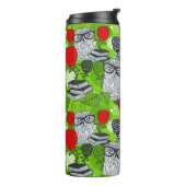 Owl in rode rozen thermosbeker (Gedraaid links)