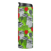 Owl in rode rozen thermosbeker (Geroteerd rechts)