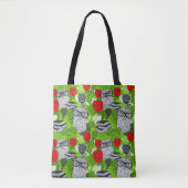 Owl in rode rozen tote bag (Voorkant)