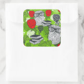 Owl in rode rozen vierkante sticker (Tas)