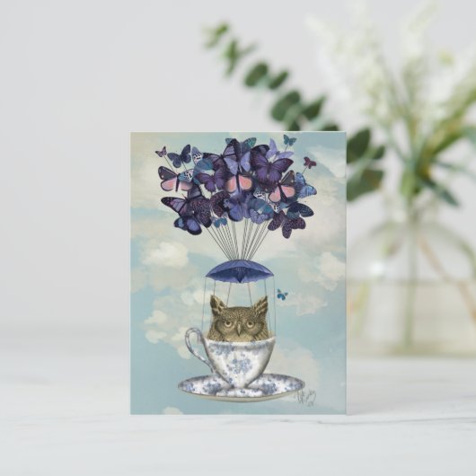 Owl in Teacup 2 Briefkaart (Staand voorkant)