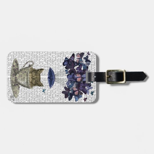 Owl in Teacup Bagagelabel (Voorkant horizontaal)