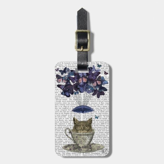 Owl in Teacup Bagagelabel (Voorkant verticaal)