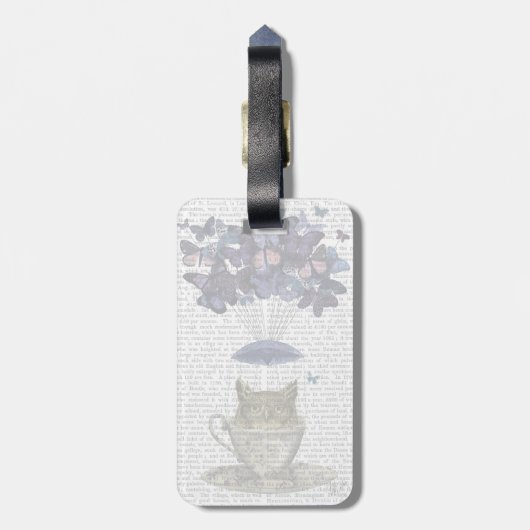 Owl in Teacup Bagagelabel (Achterkant verticaal)