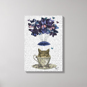 Owl in Teacup Canvas Afdruk