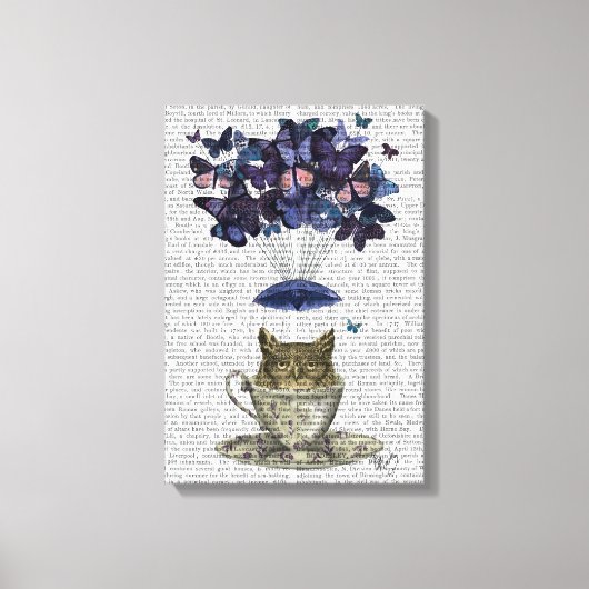 Owl in Teacup Canvas Afdruk (Voorkant)