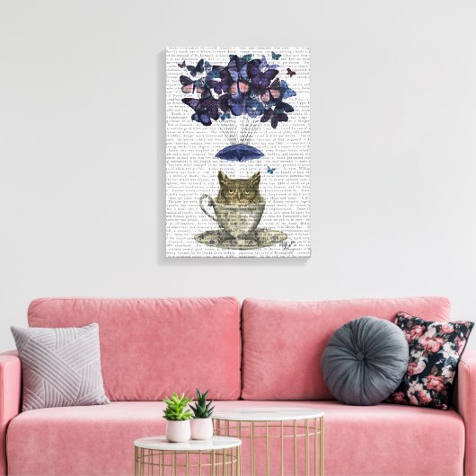 Owl in Teacup Canvas Afdruk (Insitu (Woonkamer))
