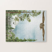 Owl in vlucht | Cool Natuur Lover Art Monogrammed Legpuzzel (Horizontaal)