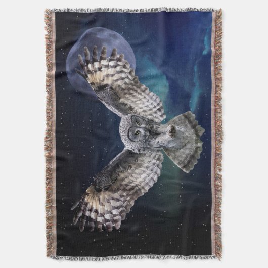 Owl in vlucht deken (Voorkant Verticaal)