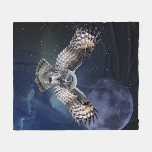 Owl in vlucht fleece deken (Voorkant (Horizontaal))