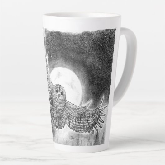 Owl in vlucht latte mok (Rechterhoek)