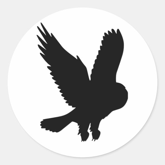 Owl in vlucht ronde sticker (Voorkant)