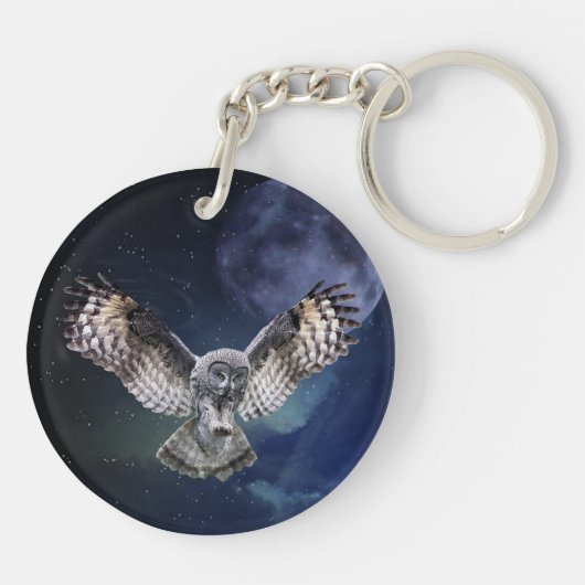Owl in vlucht sleutelhanger (Achterkant)