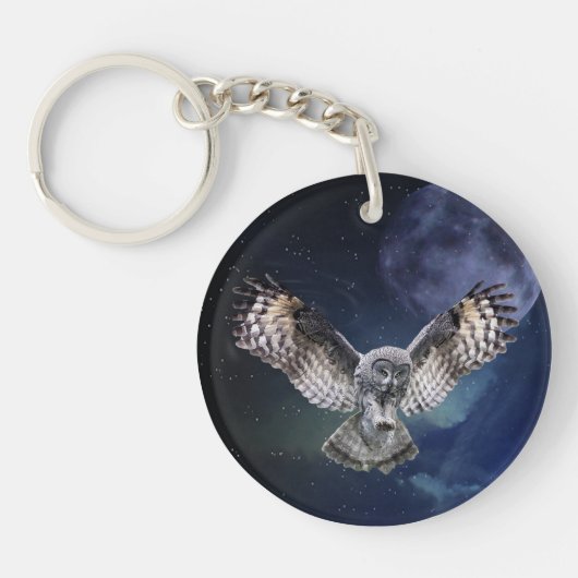 Owl in vlucht sleutelhanger (Voorkant)
