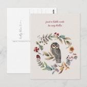Owl Inside Floral Wreatking Thinking of You Briefkaart (Voorkant / Achterkant)