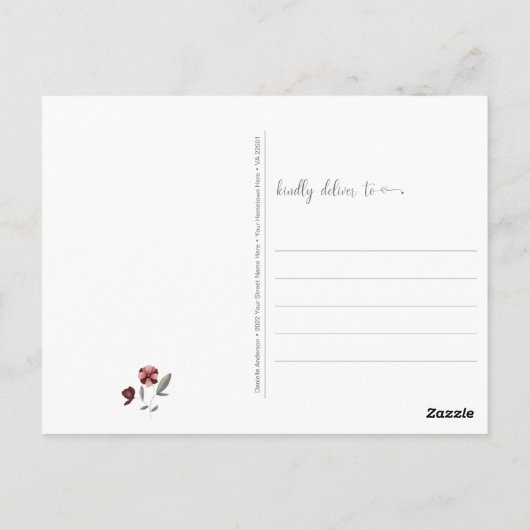 Owl Inside Floral Wreatking Thinking of You Briefkaart (Achterkant)