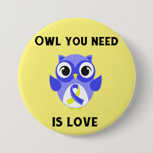 Owl je hebt liefde nodig, downsyndroom bewustzijn ronde button 7,6 cm