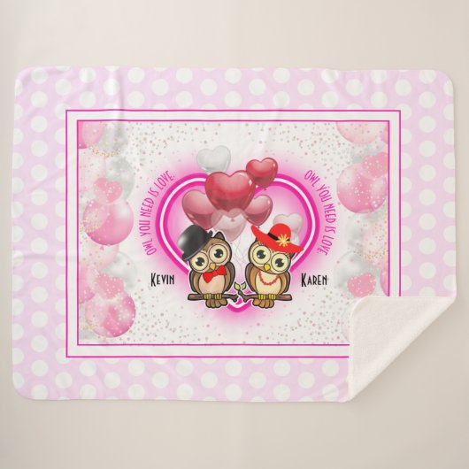 Owl je hebt liefde nodig | Kleurrijk groot Sherpa Deken (Voorkant (horizontaal))