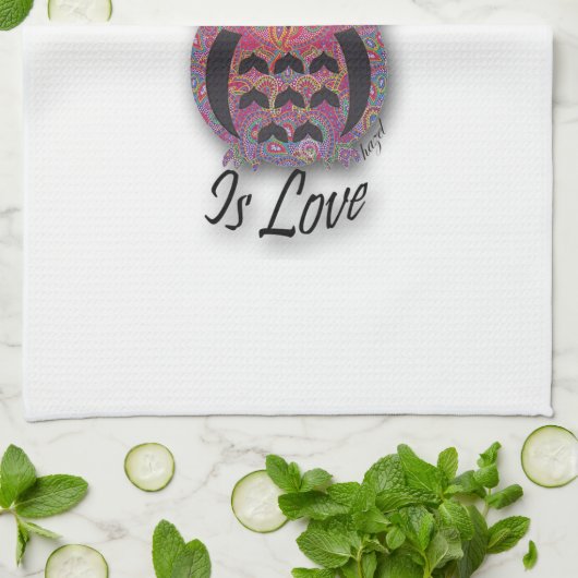 Owl je hebt liefde nodig, Owl Kitchen Towel Theedoek (Gevouwen)