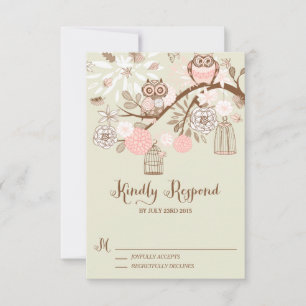 Owl je hebt Liefde Roze bezit RSVP-kaart nodig RSVP Kaartje