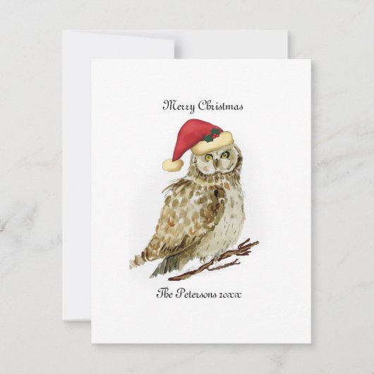 Owl kerstKaart gepersonaliseerd (Voorkant)