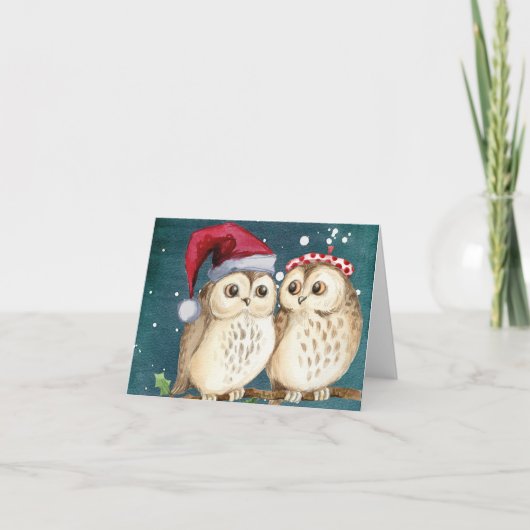 Owl kerstkaarten kaart (Voorkant)