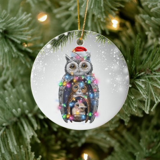 Owl Kerstkerstkerstkerstkerstkerstman Kinder mama  Keramisch Ornament (Boom)