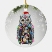 Owl Kerstkerstkerstkerstkerstkerstman Kinder mama  Keramisch Ornament (Voorkant)