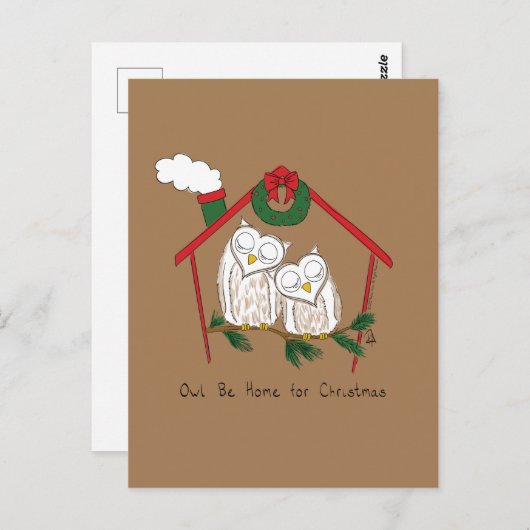 Owl Kerstmis Cute Funny Holiday Briefkaart (Voorkant / Achterkant)