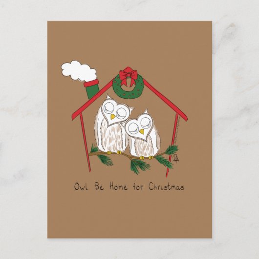 Owl Kerstmis Cute Funny Holiday Briefkaart (Voorkant)