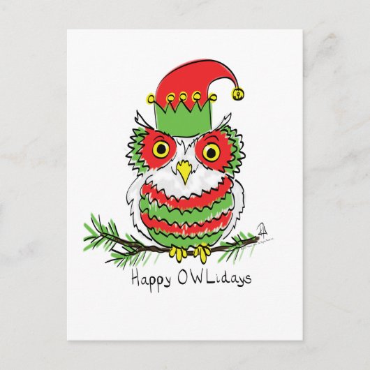Owl Kerstmis Cute Funny Holiday Briefkaart (Voorkant)