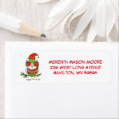 Owl Kerstmis Cute Funny Holiday Etiket (Insitu)