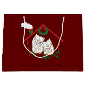 Owl Kerstmis Cute Funny Holiday Groot Cadeauzakje (Voorkant)