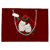 Owl Kerstmis Cute Funny Holiday Groot Cadeauzakje (Achterkant)