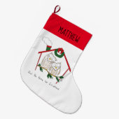 Owl Kerstmis Cute Funny Holiday Grote Kerstsok (Voorkant (Hangend))