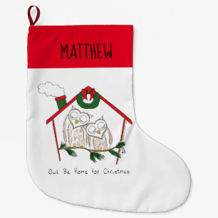 Owl Kerstmis Cute Funny Holiday Grote Kerstsok