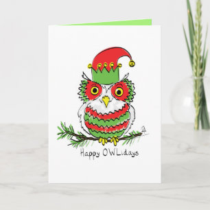 Owl Kerstmis Cute Funny Holiday Kaart