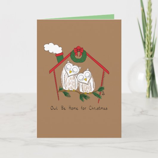 Owl Kerstmis Cute Funny Holiday Kaart (Voorkant)