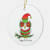 Owl Kerstmis Cute Funny Holiday Keramisch Ornament (Links)