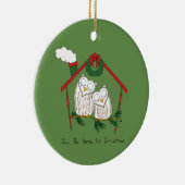 Owl Kerstmis Cute Funny Holiday Keramisch Ornament (Rechts)