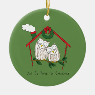 Owl Kerstmis Cute Funny Holiday Keramisch Ornament