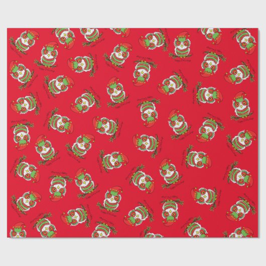 Owl Kerstmis Cute Funny Holiday Kinder Cadeaupapier (Vlak)