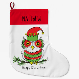 Owl Kerstmis Cute Funny Holiday Kinder Grote Kerstsok