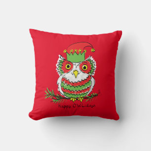 Owl Kerstmis Cute Funny Holiday Kinder Kussen
