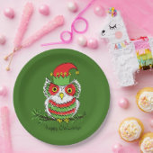 Owl Kerstmis Cute Funny Holiday Kinder Papieren Bordje (Feest)