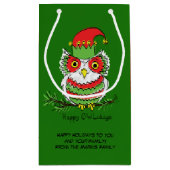 Owl Kerstmis Cute Funny Holiday Klein Cadeauzakje (Achterkant)