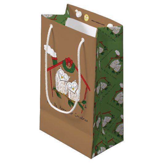 Owl Kerstmis Cute Funny Holiday Klein Cadeauzakje (Voorkant Gekanteld)